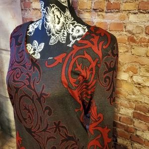 Red. Black and Grey long sleeve dress